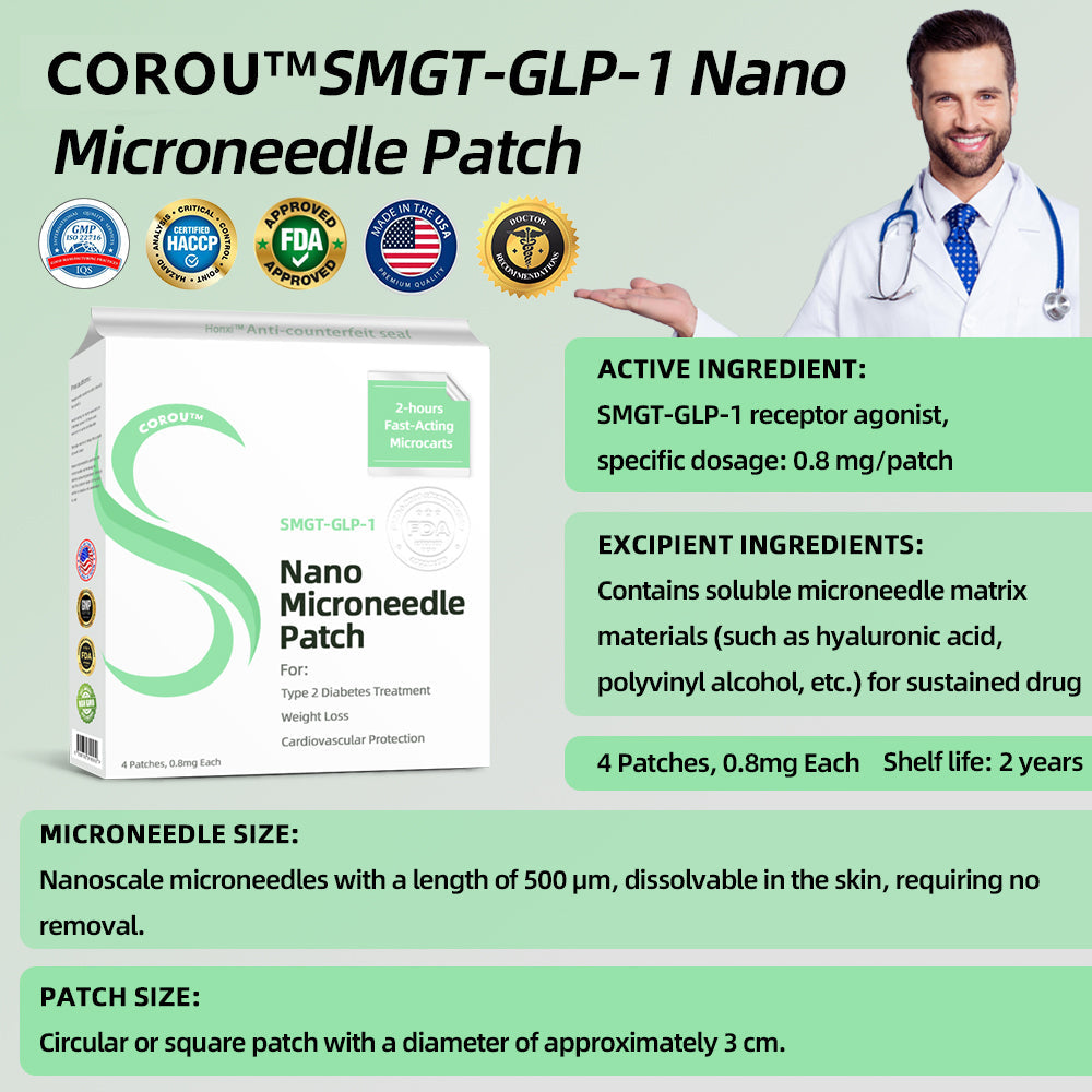 COROU® SMGT-GLP-1 Microneedle Patch - Painless, long-lasting, addressing diabetes, obesity, and cardiovascular diseases