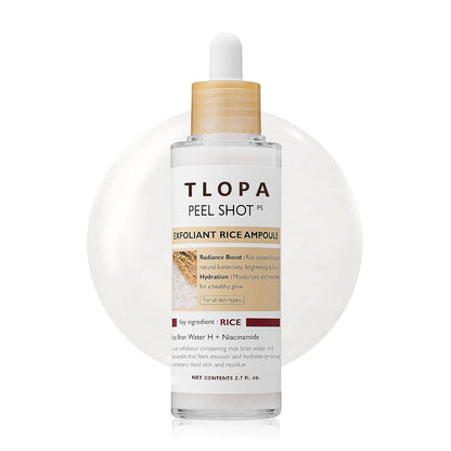 TLOPA Rice Peel Glow Serum Ampoule Gentle Daily Exfoliation for Radiant, Smoother Skin — Powered by Rice Water, AHA + BHA & Niacinamide