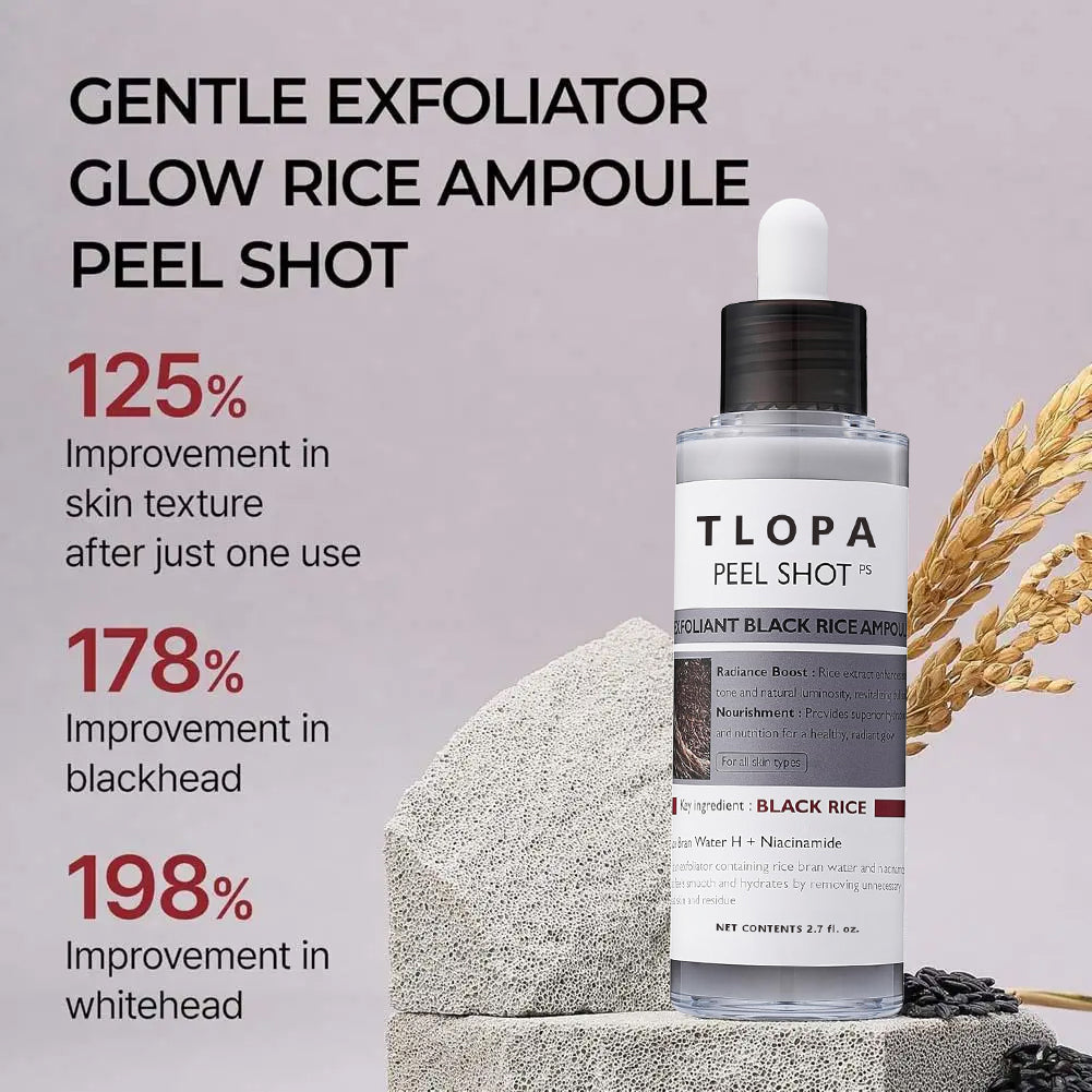 TLOPA Rice Peel Glow Serum Ampoule Gentle Daily Exfoliation for Radiant, Smoother Skin — Powered by Rice Water, AHA + BHA & Niacinamide
