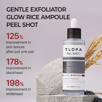 TLOPA Rice Peel Glow Serum Ampoule Gentle Daily Exfoliation for Radiant, Smoother Skin — Powered by Rice Water, AHA + BHA & Niacinamide